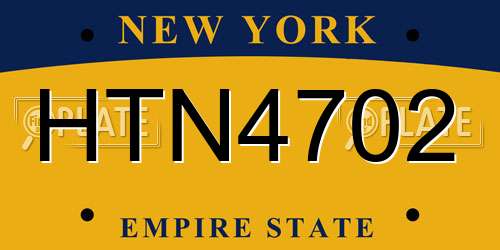 HTN4702 New York License Plate