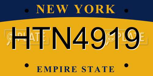 HTN4919 New York License Plate