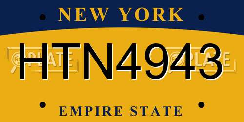 HTN4943 New York License Plate