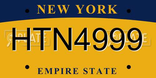 HTN4999 New York License Plate