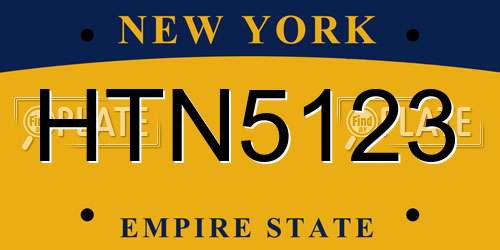 HTN5123 New York License Plate