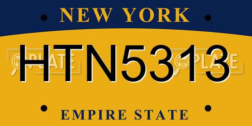 HTN5313 New York License Plate