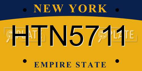 HTN5711 New York License Plate