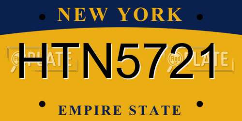 HTN5721 New York License Plate