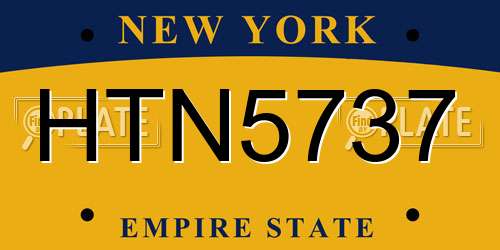 HTN5737 New York License Plate