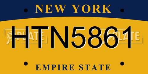 HTN5861 New York License Plate