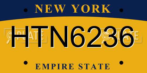 HTN6236 New York License Plate