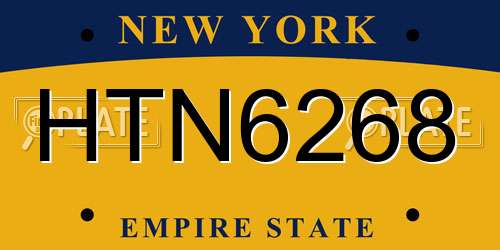 HTN6268 New York License Plate