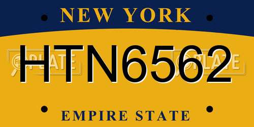 HTN6562 New York License Plate