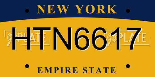 HTN6617 New York License Plate