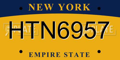 HTN6957 New York License Plate