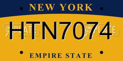 HTN7074 New York License Plate