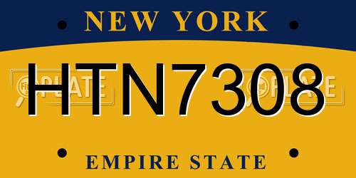 HTN7308 New York License Plate