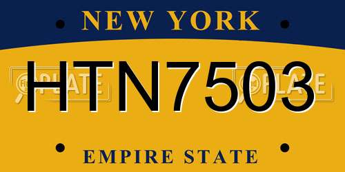 HTN7503 New York License Plate
