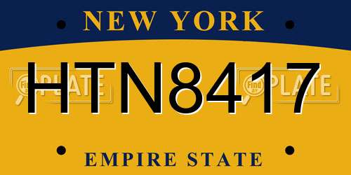 HTN8417 New York License Plate