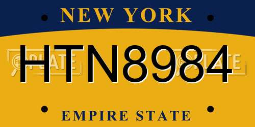 HTN8984 New York License Plate