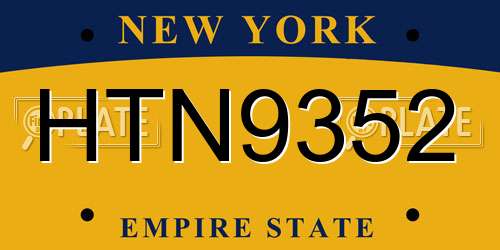 HTN9352 New York License Plate
