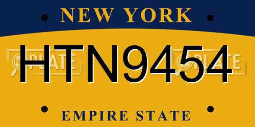 HTN9454 New York License Plate