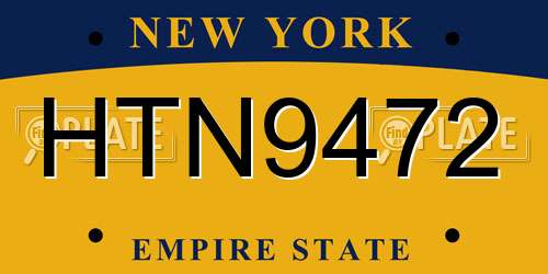 HTN9472 New York License Plate
