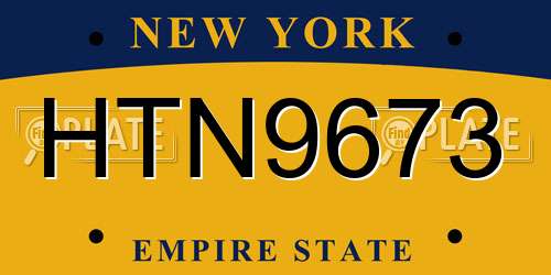 HTN9673 New York License Plate