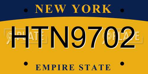 HTN9702 New York License Plate