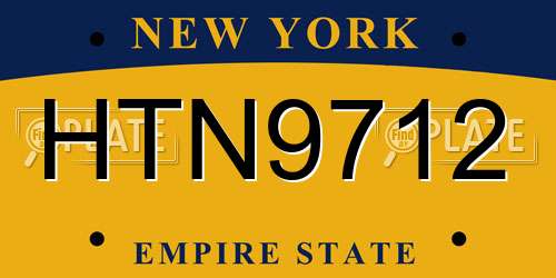 HTN9712 New York License Plate