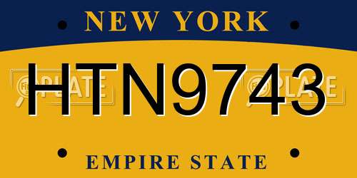 HTN9743 New York License Plate