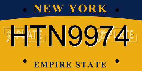 HTN9974 New York License Plate