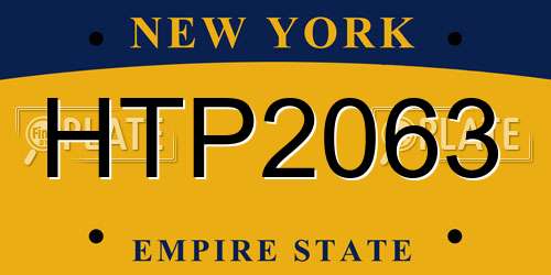 HTP2063 New York License Plate