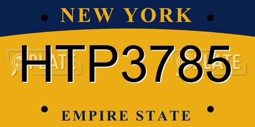HTP3785 New York License Plate