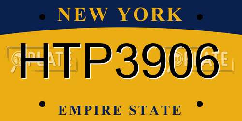 HTP3906 New York License Plate
