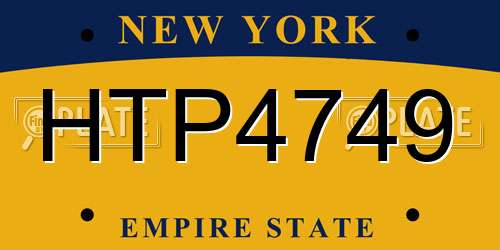 HTP4749 New York License Plate