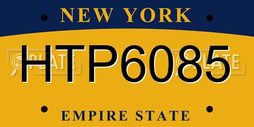 HTP6085 New York License Plate