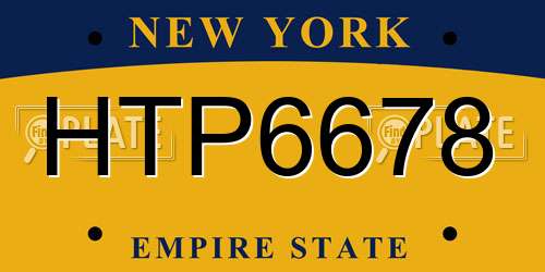 HTP6678 New York License Plate