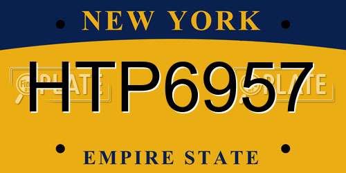 HTP6957 New York License Plate