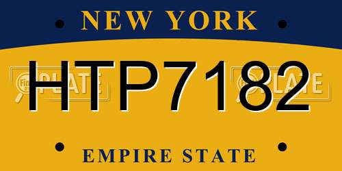 HTP7182 New York License Plate