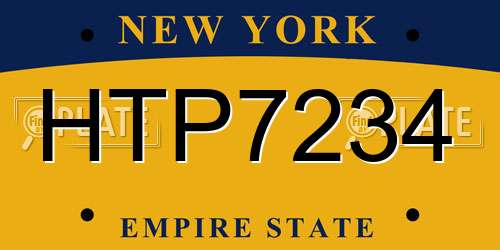 HTP7234 New York License Plate