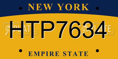 HTP7634 New York License Plate
