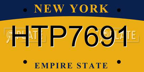 HTP7691 New York License Plate