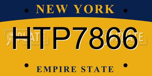 HTP7866 New York License Plate