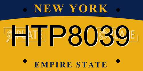HTP8039 New York License Plate