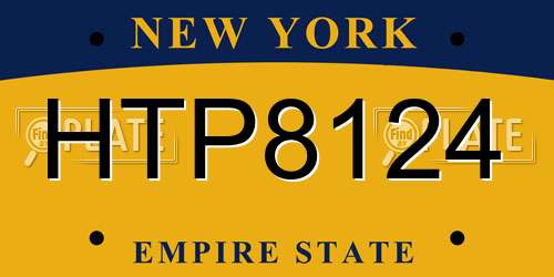 HTP8124 New York License Plate