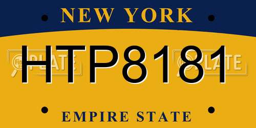 HTP8181 New York License Plate