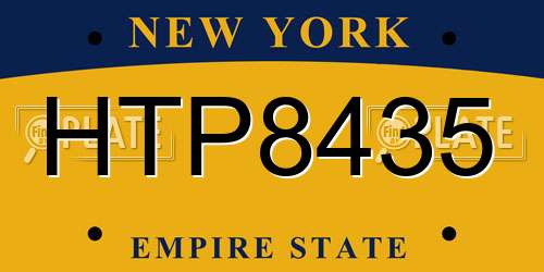 HTP8435 New York License Plate