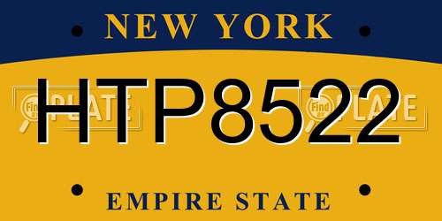 HTP8522 New York License Plate
