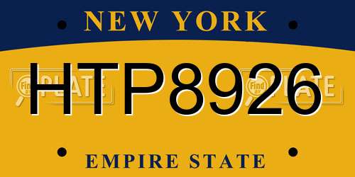 HTP8926 New York License Plate