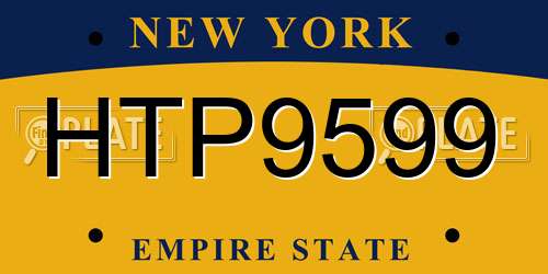 HTP9599 New York License Plate