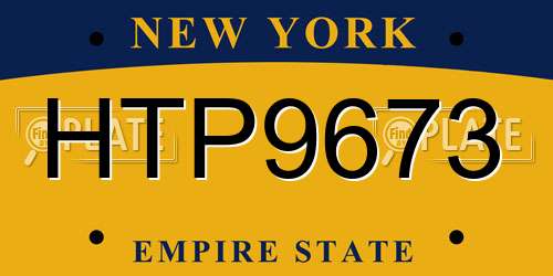 HTP9673 New York License Plate