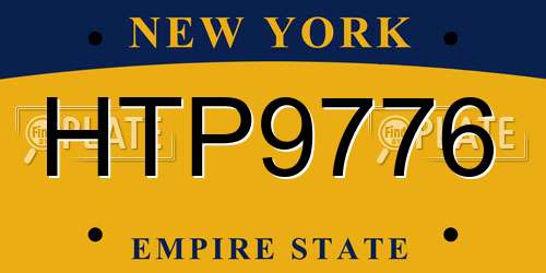 HTP9776 New York License Plate