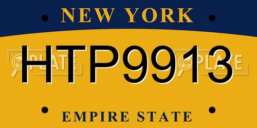 HTP9913 New York License Plate